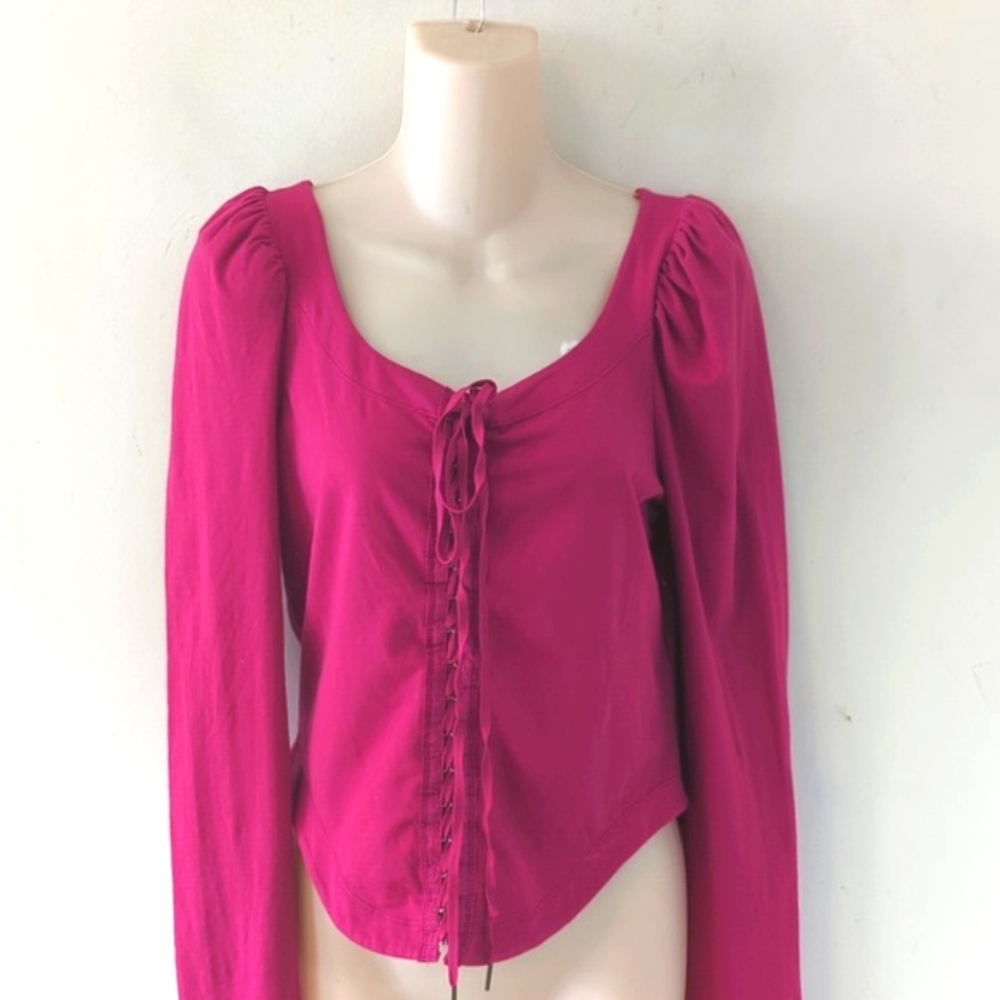 Free People Willow Reversible Crop Top Fuschia L